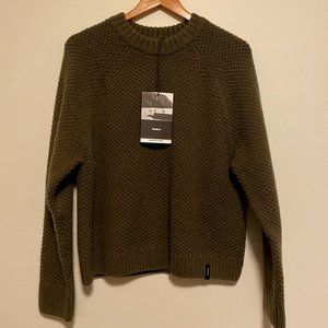 Finisterre Wayra Cropped Jumper, 12, Dark Olive, NWT Green Fisherman Sweater